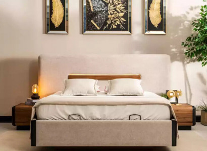 Bett Möbel Design Betten Doppelbett Luxus Schlafzimmer Textil Holz Neu